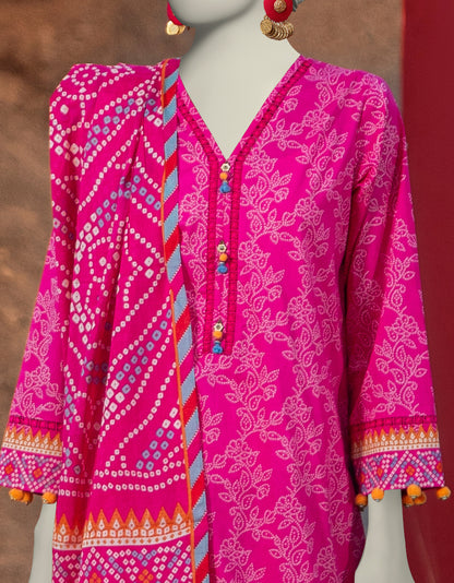 J. | UNSTITCHED 3 PIECE PRINTED LAWN SUIT