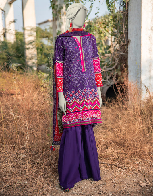 J. | UNSTITCHED 3 PIECE PRINTED LAWN SUIT