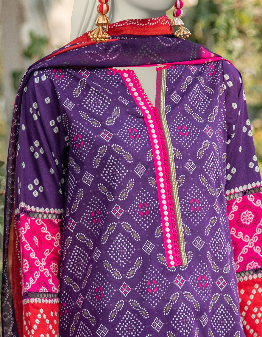 J. | UNSTITCHED 3 PIECE PRINTED LAWN SUIT