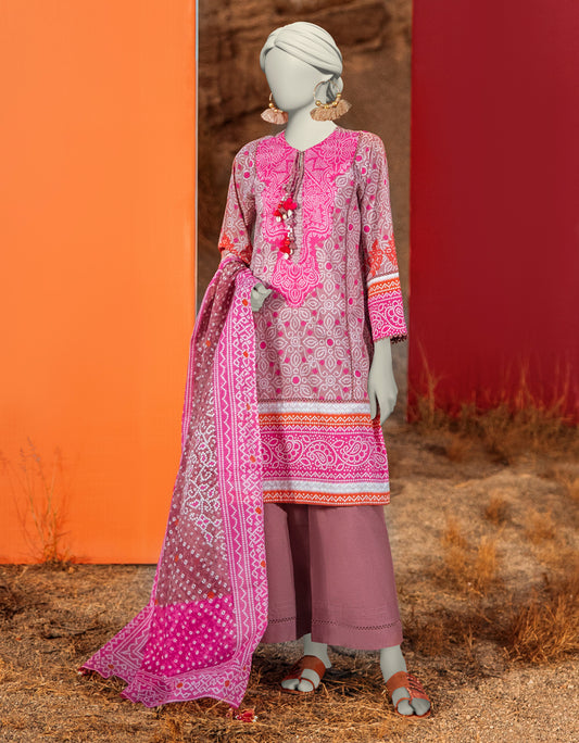 J. | UNSTITCHED 3 PIECE PRINTED LAWN SUIT