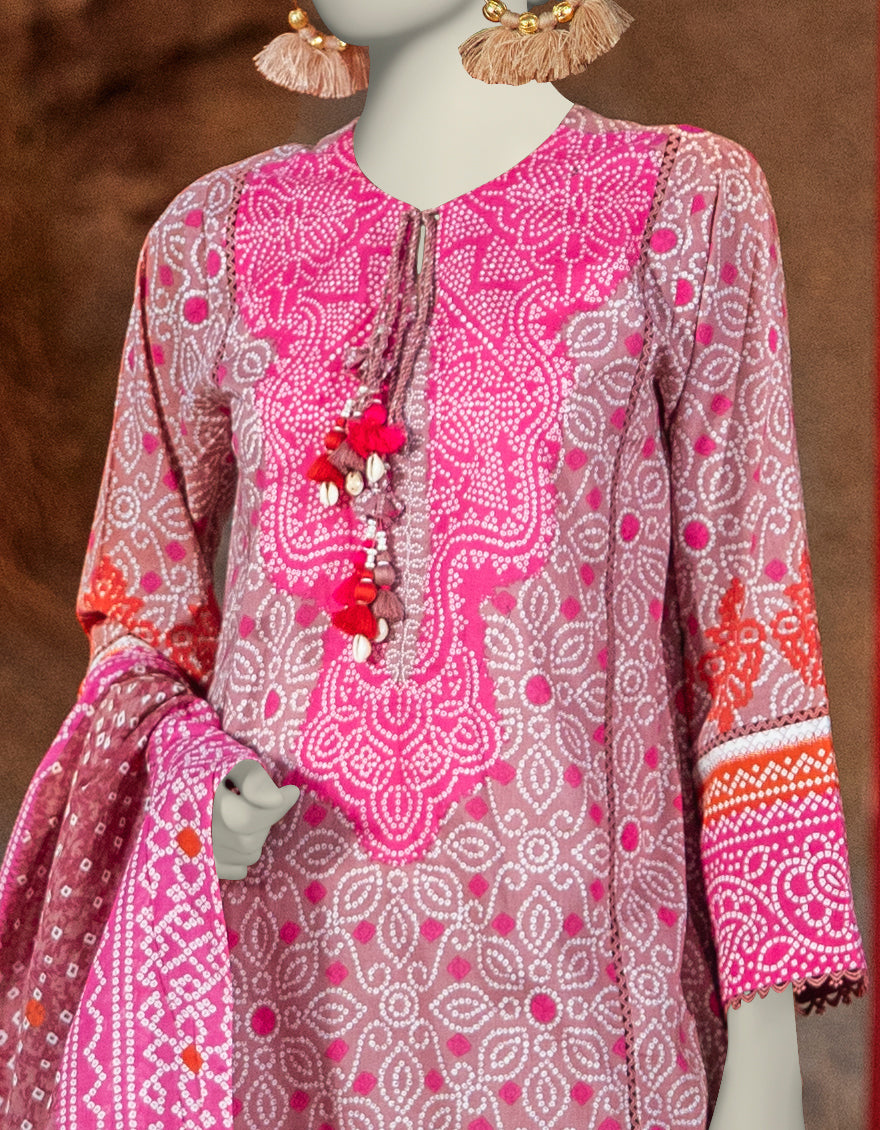 J. | UNSTITCHED 3 PIECE PRINTED LAWN SUIT