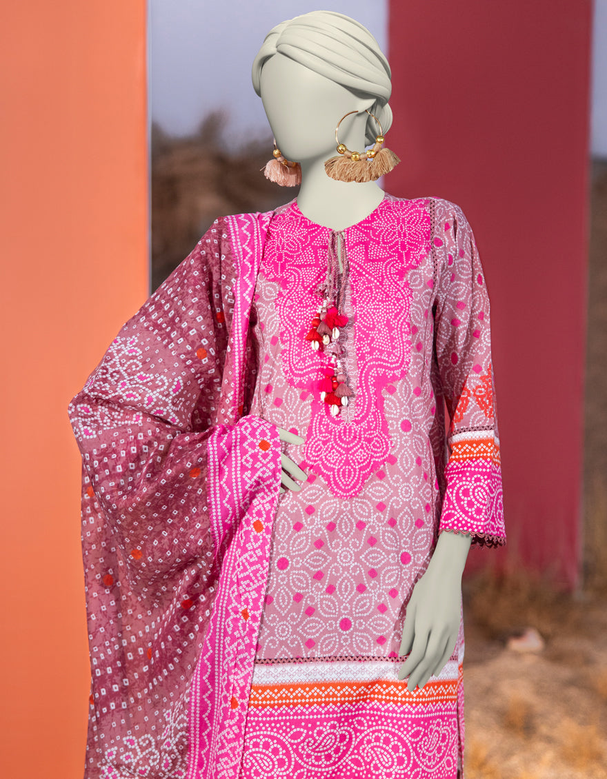 J. | UNSTITCHED 3 PIECE PRINTED LAWN SUIT