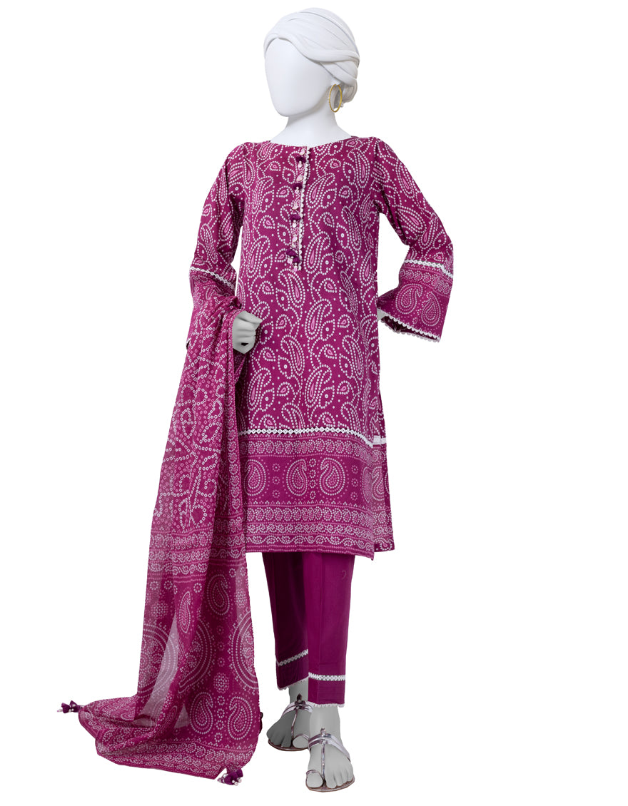 J. | UNSTITCHED 3 PIECE PRINTED LAWN SUIT