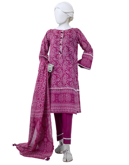 J. | UNSTITCHED 3 PIECE PRINTED LAWN SUIT