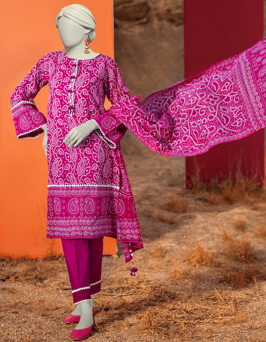 J. | UNSTITCHED 3 PIECE PRINTED LAWN SUIT