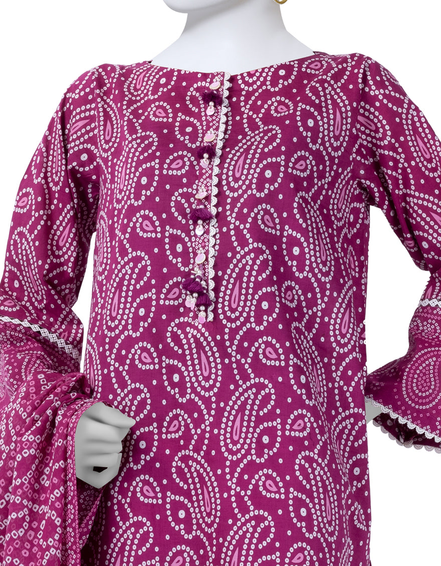 J. | UNSTITCHED 3 PIECE PRINTED LAWN SUIT