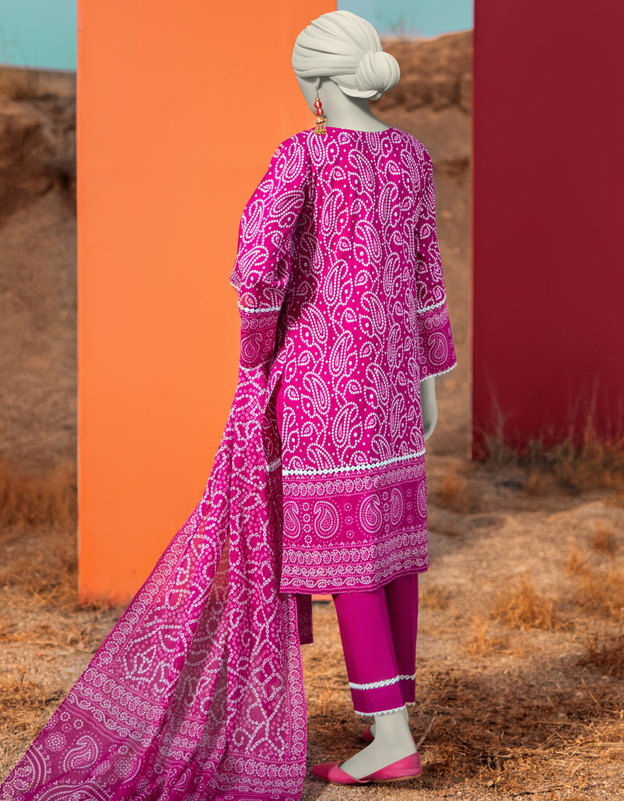 J. | UNSTITCHED 3 PIECE PRINTED LAWN SUIT