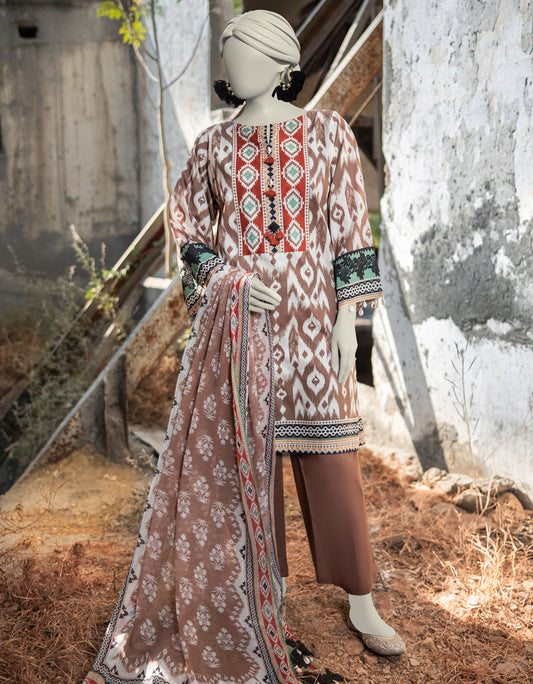 J. | UNSTITCHED 3 PIECE PRINTED LAWN SUIT