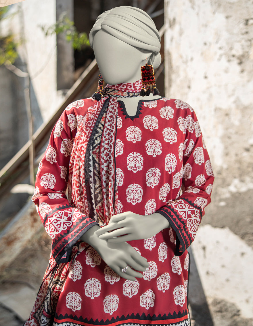 J. | UNSTITCHED 3 PIECE PRINTED LAWN SUIT