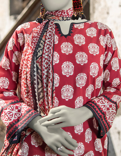 J. | UNSTITCHED 3 PIECE PRINTED LAWN SUIT