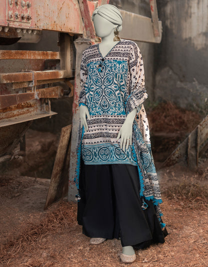 J. | UNSTITCHED 3 PIECE PRINTED LAWN SUIT