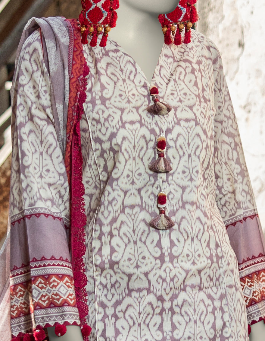 J. | UNSTITCHED 3 PIECE PRINTED LAWN SUIT