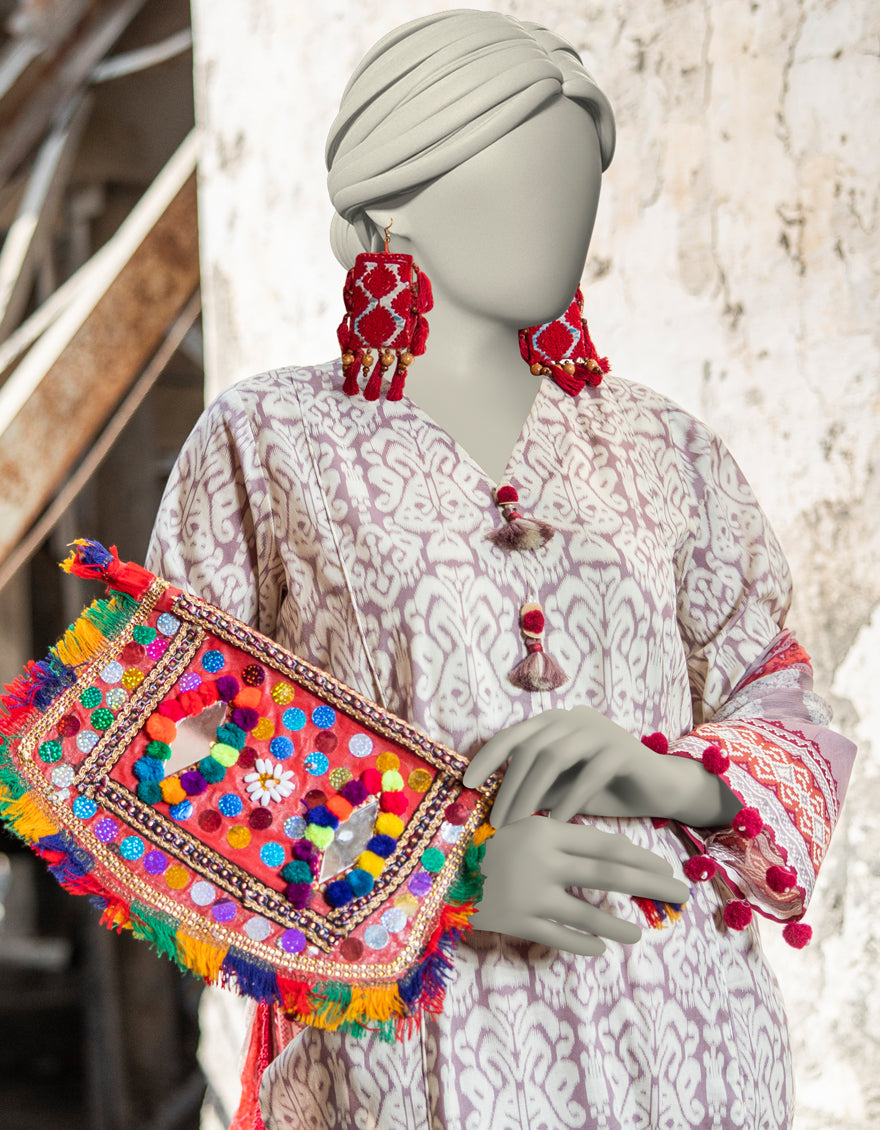 J. | UNSTITCHED 3 PIECE PRINTED LAWN SUIT