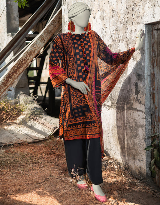 J. | UNSTITCHED 3 PIECE PRINTED LAWN SUIT