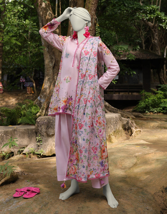 J. | UNSTITCHED 3 PIECE PRINTED LAWN SUIT