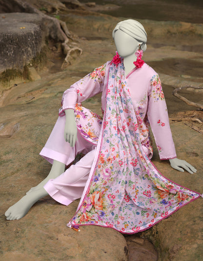 J. | UNSTITCHED 3 PIECE PRINTED LAWN SUIT