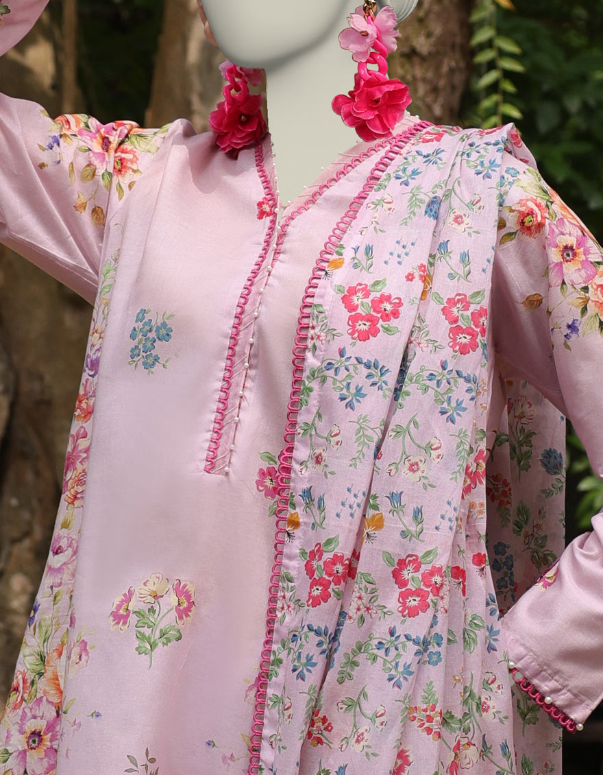 J. | UNSTITCHED 3 PIECE PRINTED LAWN SUIT
