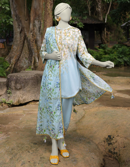 J. | UNSTITCHED 3 PIECE PRINTED LAWN SUIT