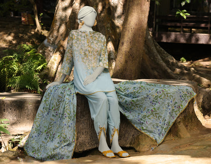 J. | UNSTITCHED 3 PIECE PRINTED LAWN SUIT