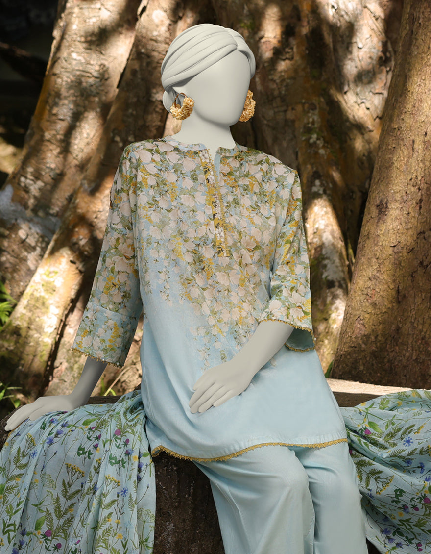 J. | UNSTITCHED 3 PIECE PRINTED LAWN SUIT