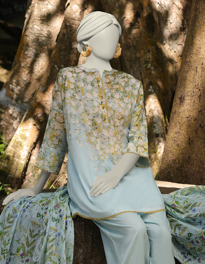 J. | UNSTITCHED 3 PIECE PRINTED LAWN SUIT