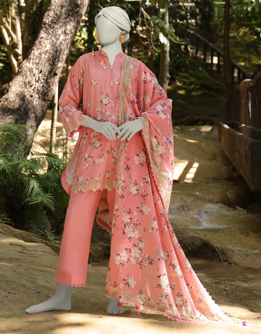 J. | UNSTITCHED 3 PIECE PRINTED LAWN SUIT