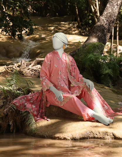 J. | UNSTITCHED 3 PIECE PRINTED LAWN SUIT
