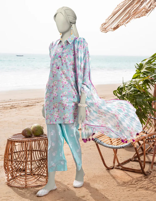 J. | UNSTITCHED 3 PIECE PRINTED LAWN SUIT
