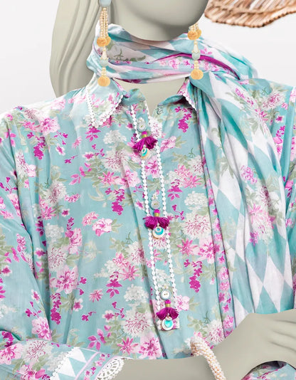 J. | UNSTITCHED 3 PIECE PRINTED LAWN SUIT