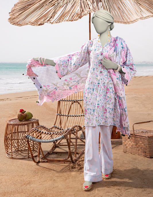 J. | UNSTITCHED 3 PIECE PRINTED LAWN SUIT
