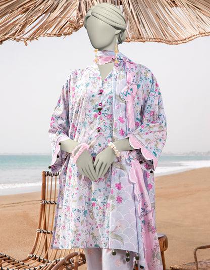 J. | UNSTITCHED 3 PIECE PRINTED LAWN SUIT
