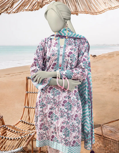 J. | UNSTITCHED 3 PIECE PRINTED LAWN SUIT