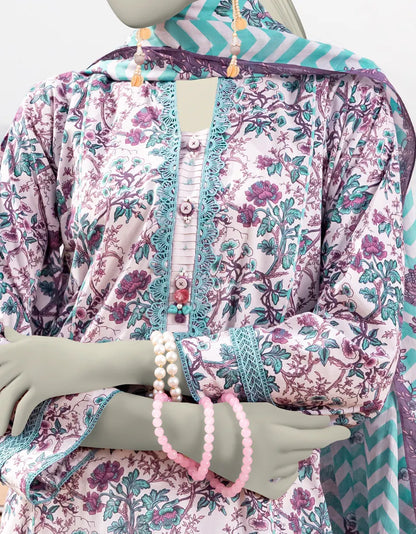 J. | UNSTITCHED 3 PIECE PRINTED LAWN SUIT