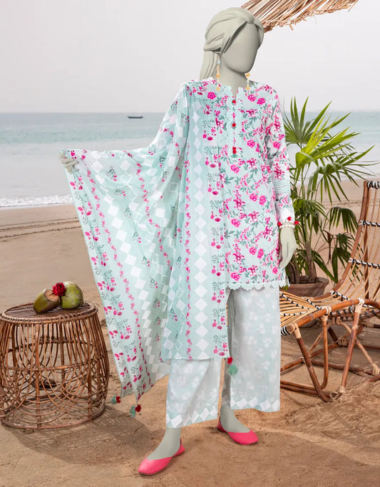 J. | UNSTITCHED 3 PIECE PRINTED LAWN SUIT