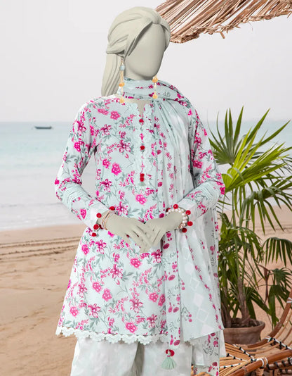 J. | UNSTITCHED 3 PIECE PRINTED LAWN SUIT