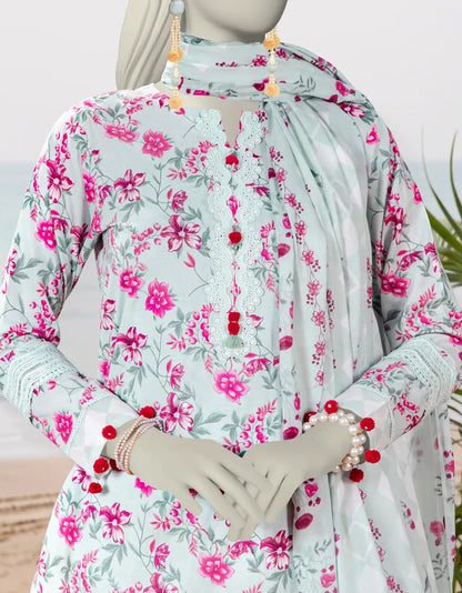 J. | UNSTITCHED 3 PIECE PRINTED LAWN SUIT