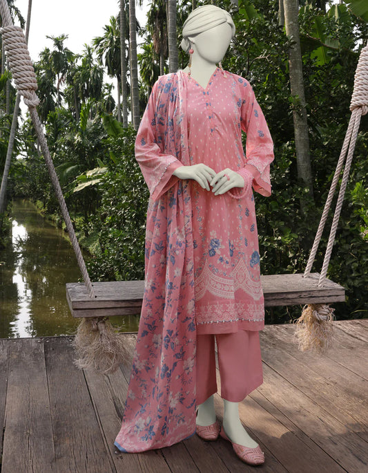 J. | UNSTITCHED 3 PIECE PRINTED LAWN SUIT