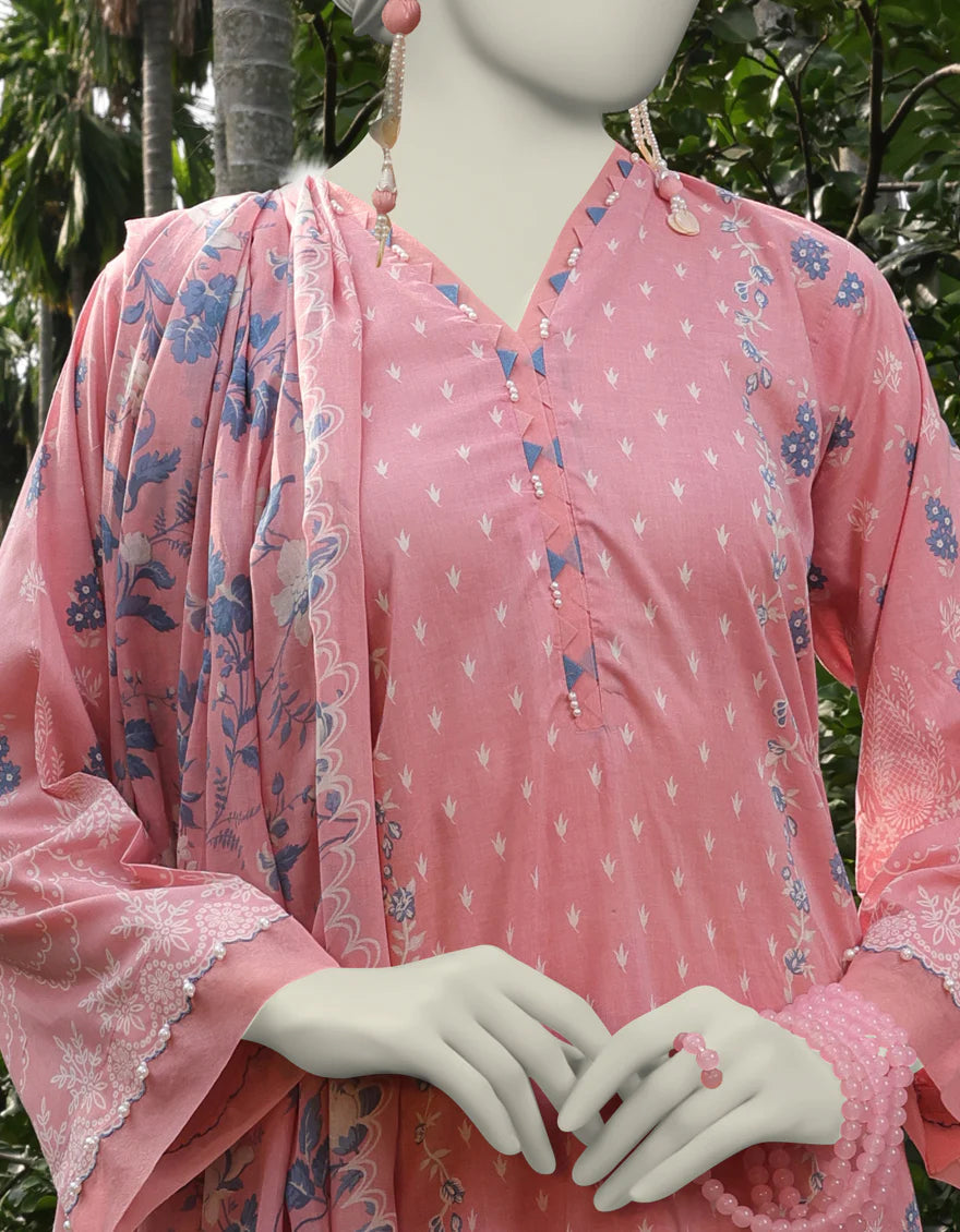 J. | UNSTITCHED 3 PIECE PRINTED LAWN SUIT