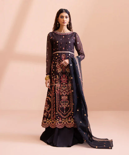 Sapphire LUXE | 3 Piece Unstitched Dyed Embroidered Zari Line Organza Suit | 3FE-LX23V1-14
