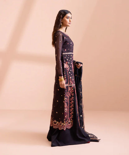 Sapphire LUXE | 3 Piece Unstitched Dyed Embroidered Zari Line Organza Suit | 3FE-LX23V1-14