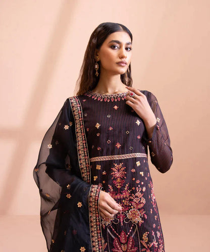 Sapphire LUXE | 3 Piece Unstitched Dyed Embroidered Zari Line Organza Suit | 3FE-LX23V1-14