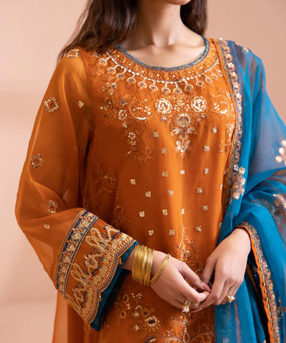 Sapphire LUXE | 3 Piece Unstitched Dyed Embroidered Blended Organza Suit