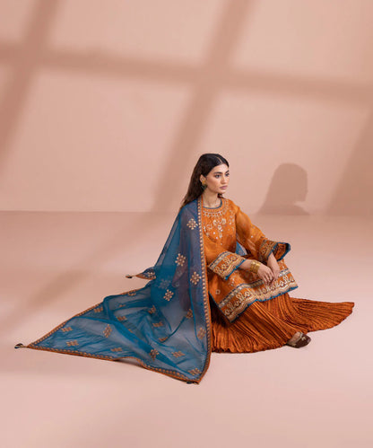 Sapphire LUXE | 3 Piece Unstitched Dyed Embroidered Blended Organza Suit