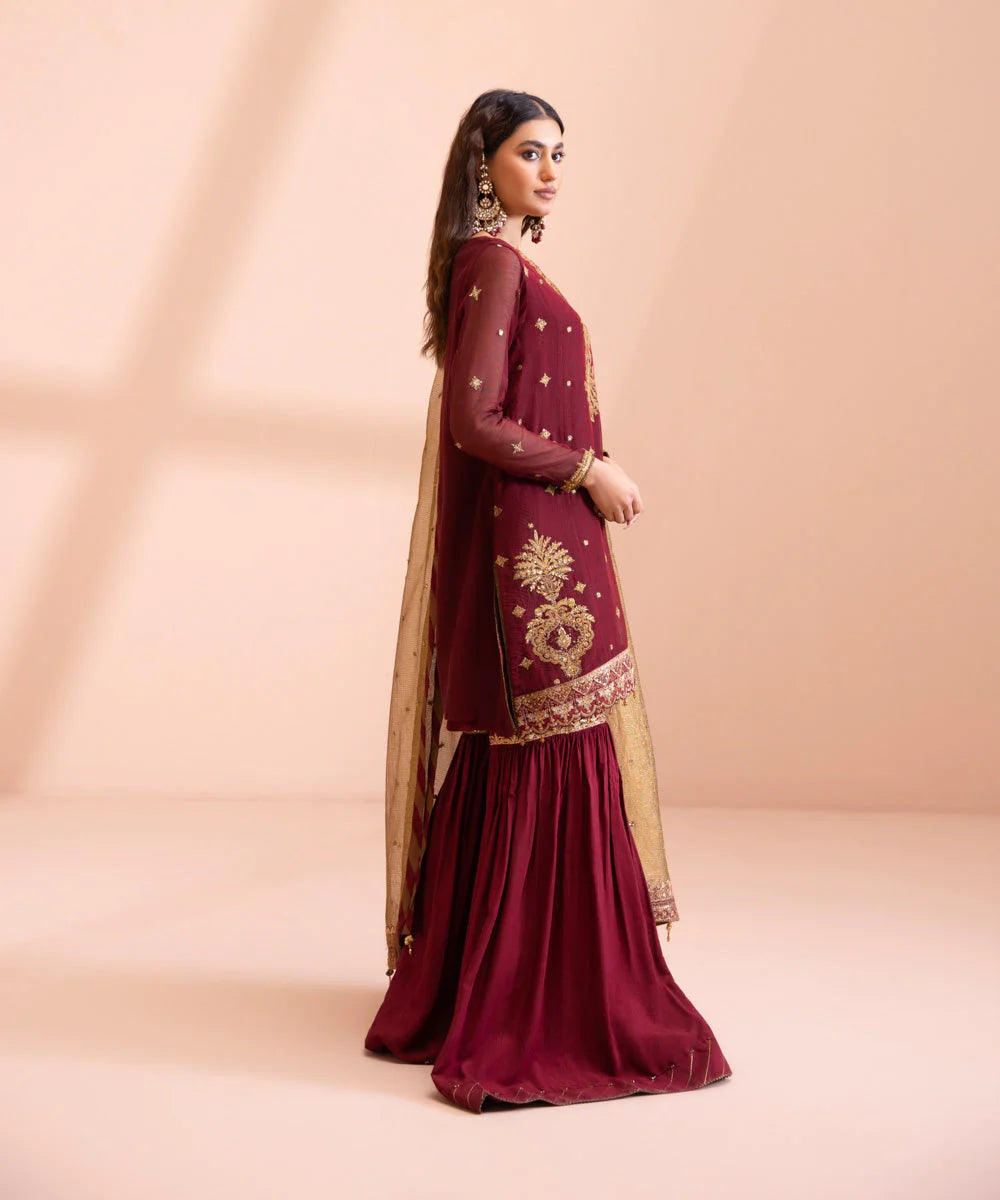 Sapphire LUXE | 3 Piece Unstitched Dyed Embroidered Blended Khaddi Net Suit | 3FE-LX23V1-6