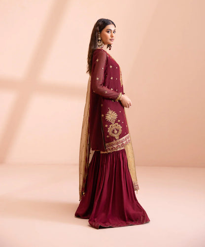 Sapphire LUXE | 3 Piece Unstitched Dyed Embroidered Blended Khaddi Net Suit | 3FE-LX23V1-6