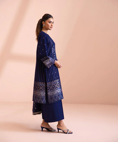 Sapphire | Unstitched 3 Piece Embroidered Extra Weft Jacquard Suit