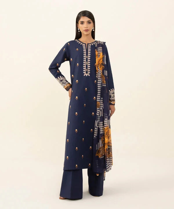 SAPPHIRE | UNSTITCHED 3 PIECE EMBROIDERED CAMBRIC SUIT