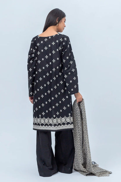 BEECHTREE | 3 Piece Unstitched Cambric Suit | Midnight Black