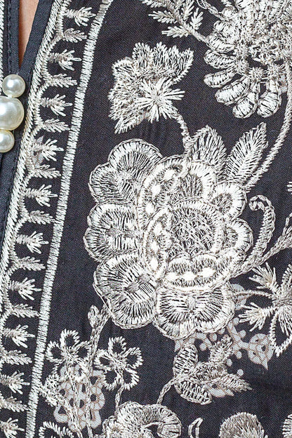 BEECHTREE | 3 Piece Unstitched Cambric Suit | Midnight Black