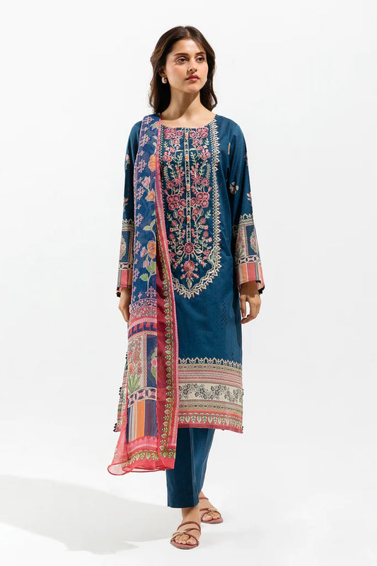 BEECHTREE | 2 Piece Unstitched Embroidered Lawn | Prussian Verve